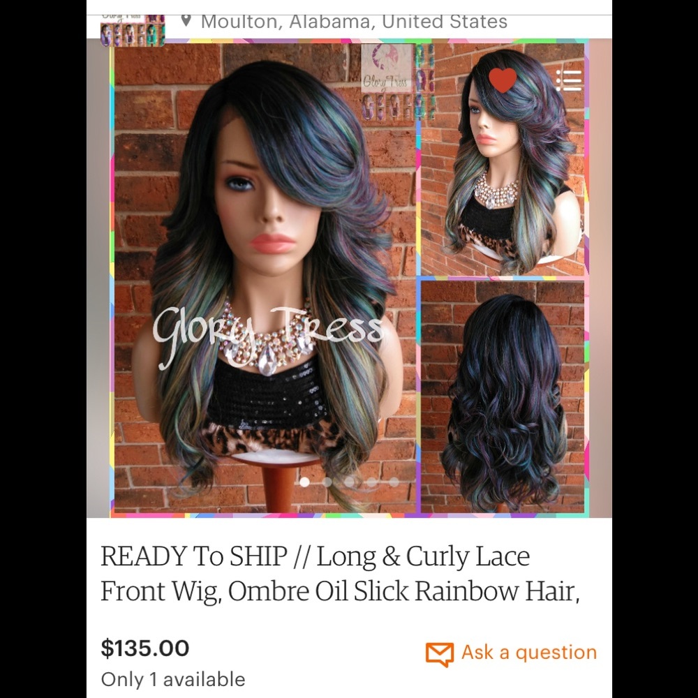 Selling oil slick rainbow wig